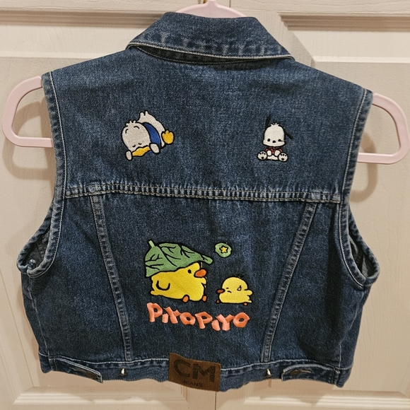 Club Monaco Jackets & Blazers - Vintage Club Monaco Denim Patched Vest #Snoopy #PiyoPiyo